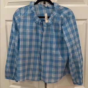 Madewell blue checked blouse